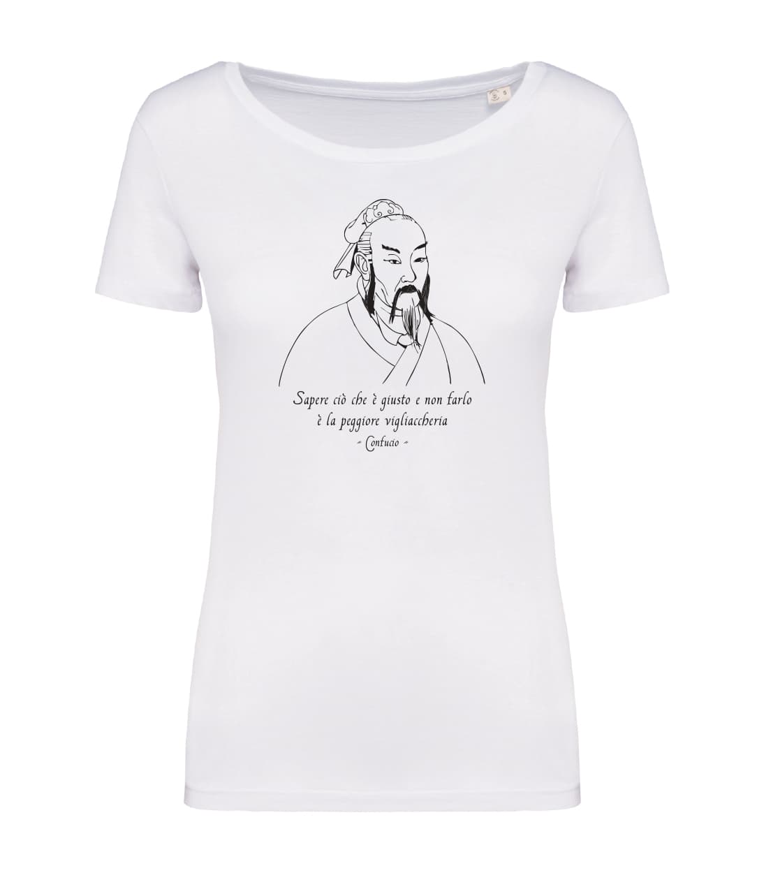 T-shirt_donna_manica_corta_bianco_Sapere_cio_che_e_giusto_e_non_farlo_e_la_peggiore_vigliaccheria