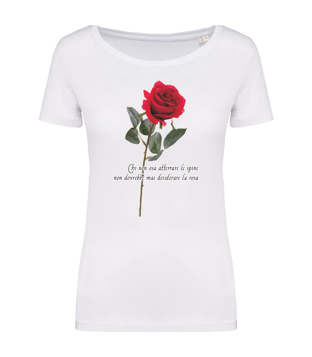 T-shirt_donna_manica_corta_bianco_rosa_chi_non_osa_afferrare_le_spine