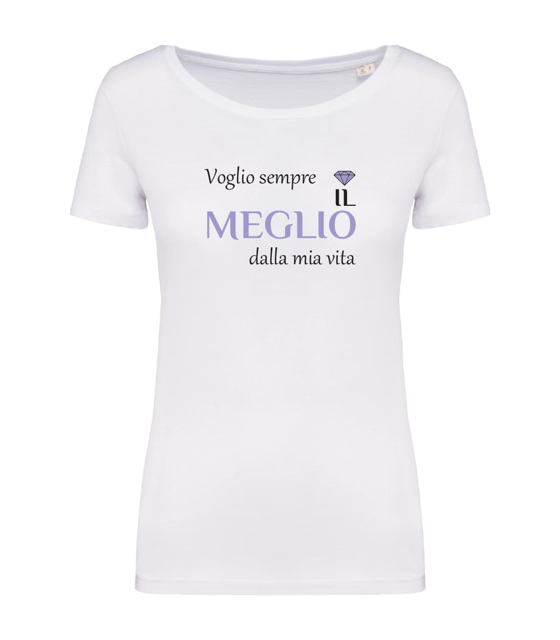 T-shirt_donna_manica_corta_bianco_voglio_sempre_il_meglio_dalla_mia_vita