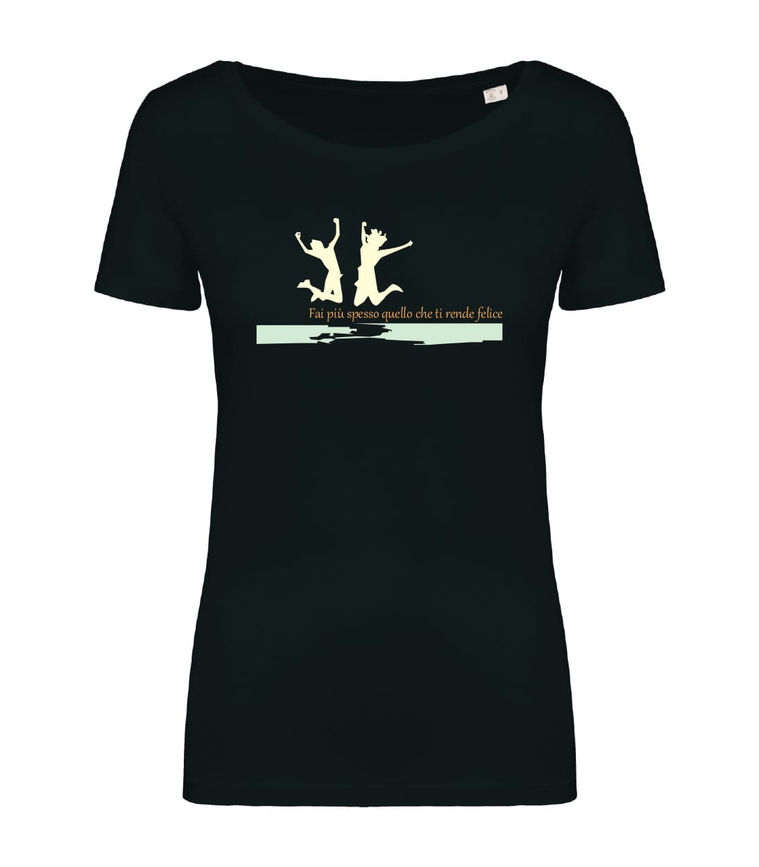 T-shirt_donna_manica_corta_nero_Fai_piu_spesso_quello_che_ti_rende_felice