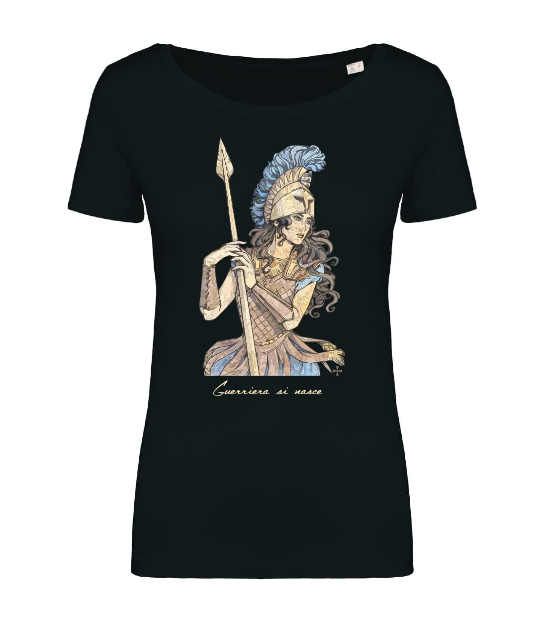T-shirt_donna_manica_corta_nero_Guerriera_si_nasce