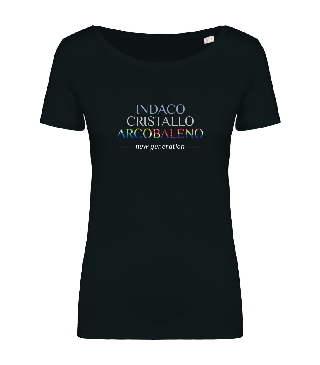 T-shirt_donna_manica_corta_nero_Indaco_cristallo_Arcobaleno