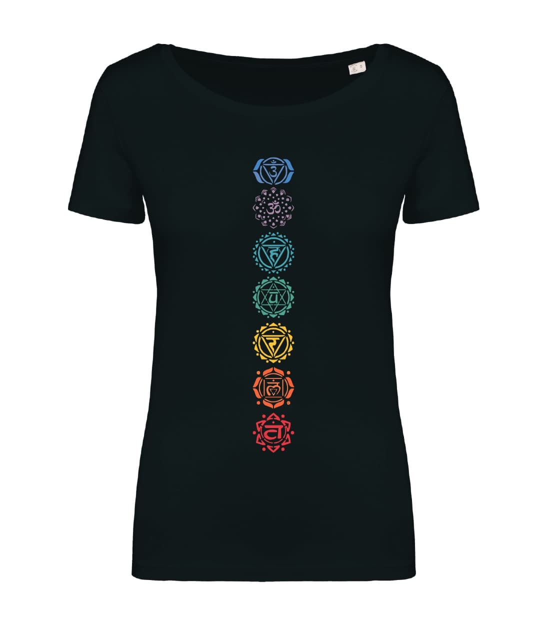 T-shirt_donna_manica_corta_nero_Mappa_7_chakra