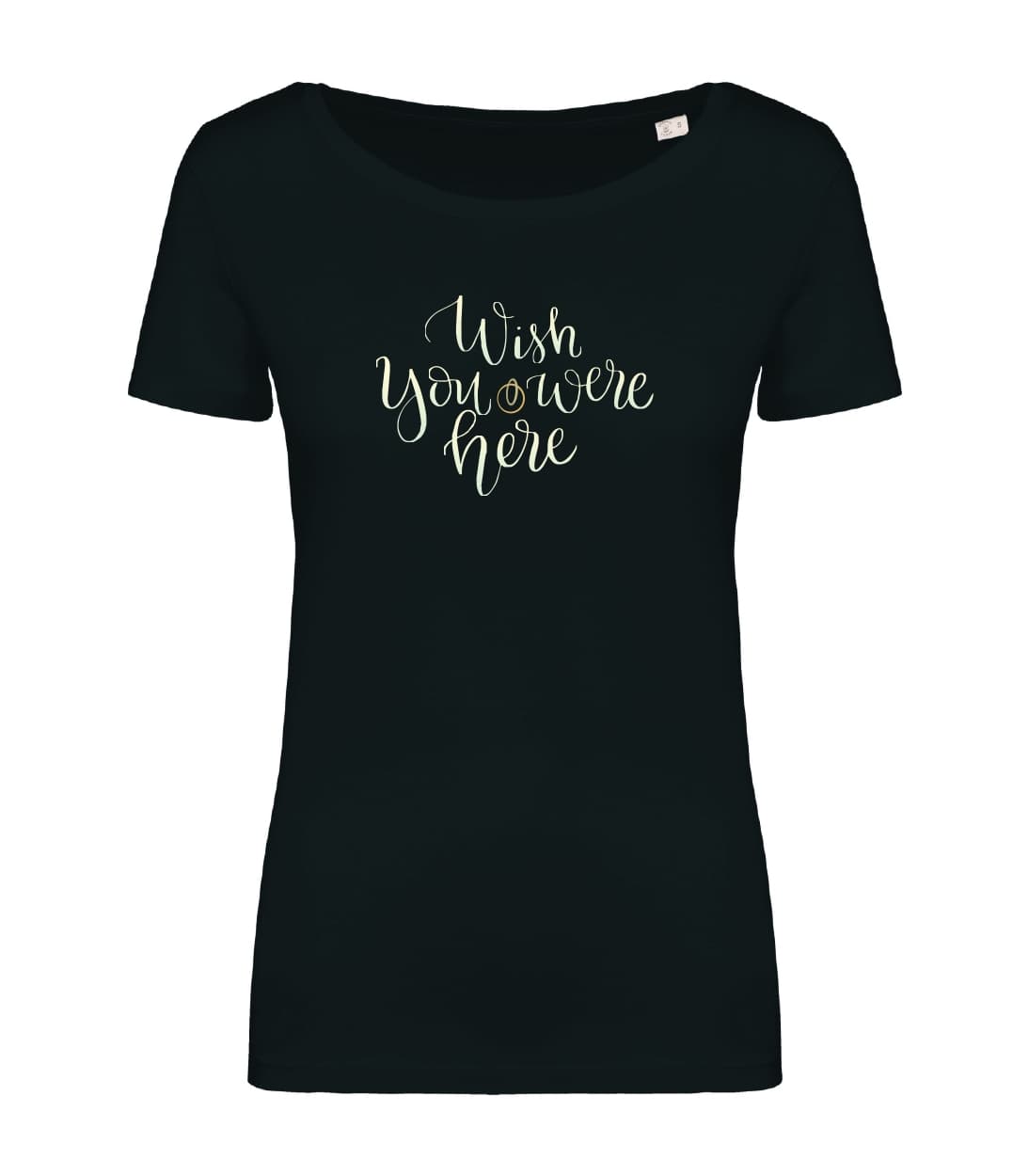 T-shirt_donna_manica_corta_nero_Wish_You_Were_Here