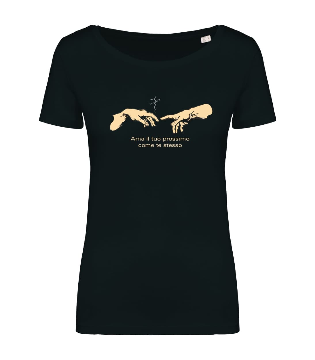 T-shirt_donna_manica_corta_nero_ama_il_tuo_prossimo_come_te_stesso