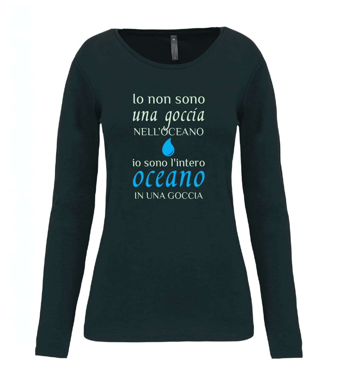 T-shirt_donna_manica_corta_nero_io_non_sono_una_goccia_nelloceano_