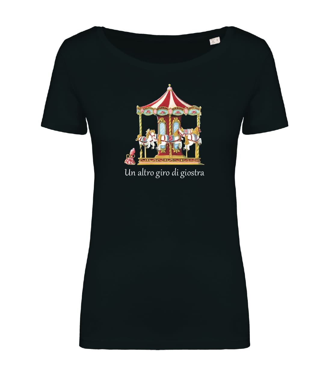T-shirt_donna_manica_corta_nero_un_altro_giro_di_giostra