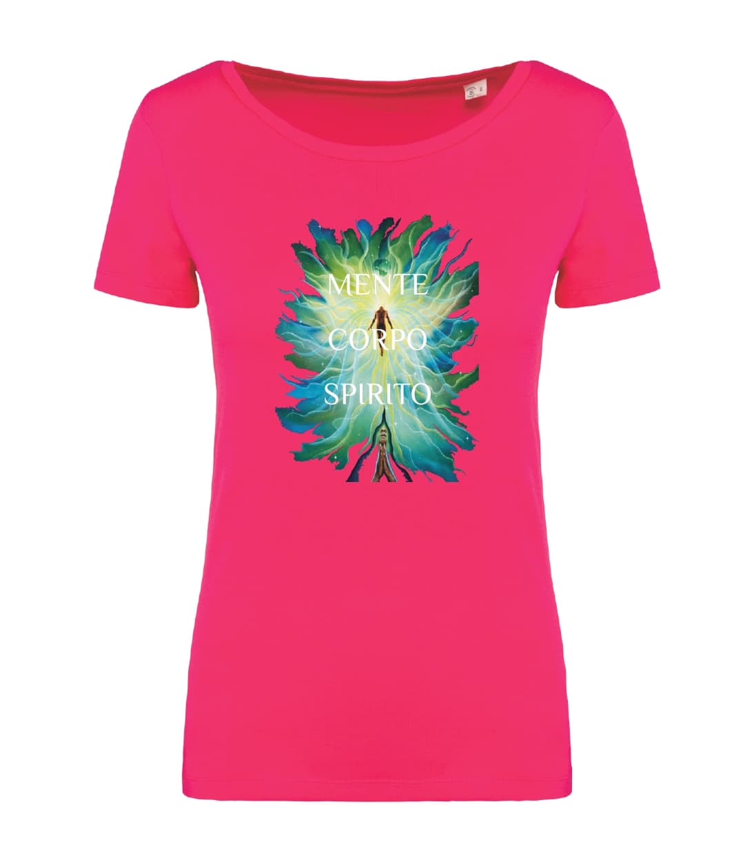 T-shirt_donna_manica_corta_rosso_ sorbetto_Mente_corpo_e_spirito