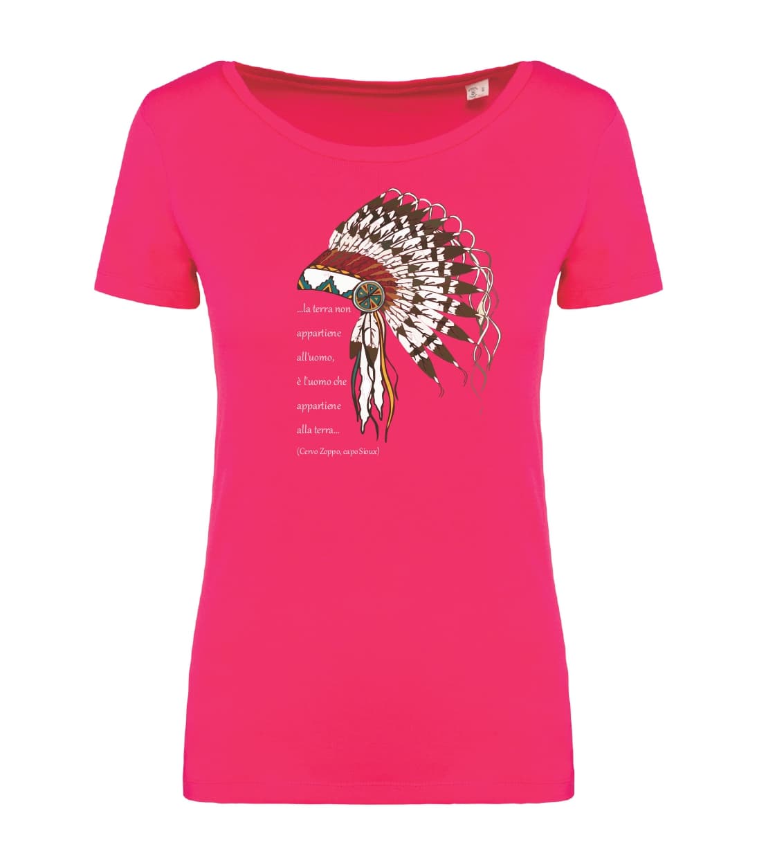 T-shirt_donna_manica_corta_rosso_sorbetto_La_terra_non_appartine