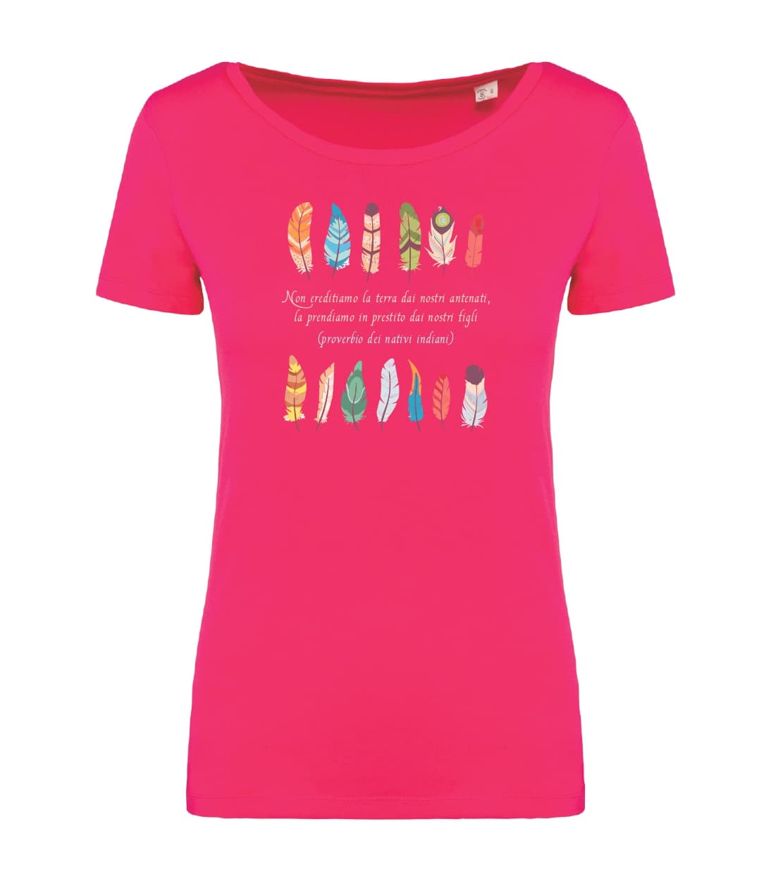 T-shirt_donna_manica_corta_rosso_sorbetto_Non_ered
