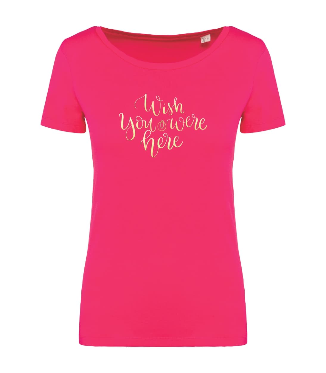 T-shirt_donna_manica_corta_rosso_sorbetto_Wish_You_Were_Here