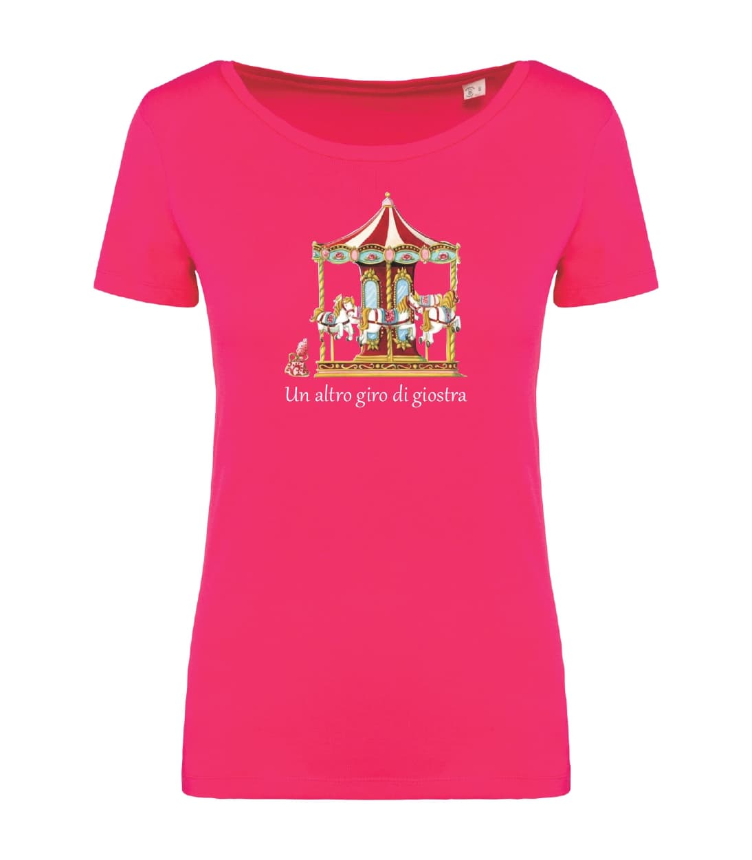 T-shirt_donna_manica_corta_rosso_sorbetto_un_altro_giro_di_giostra