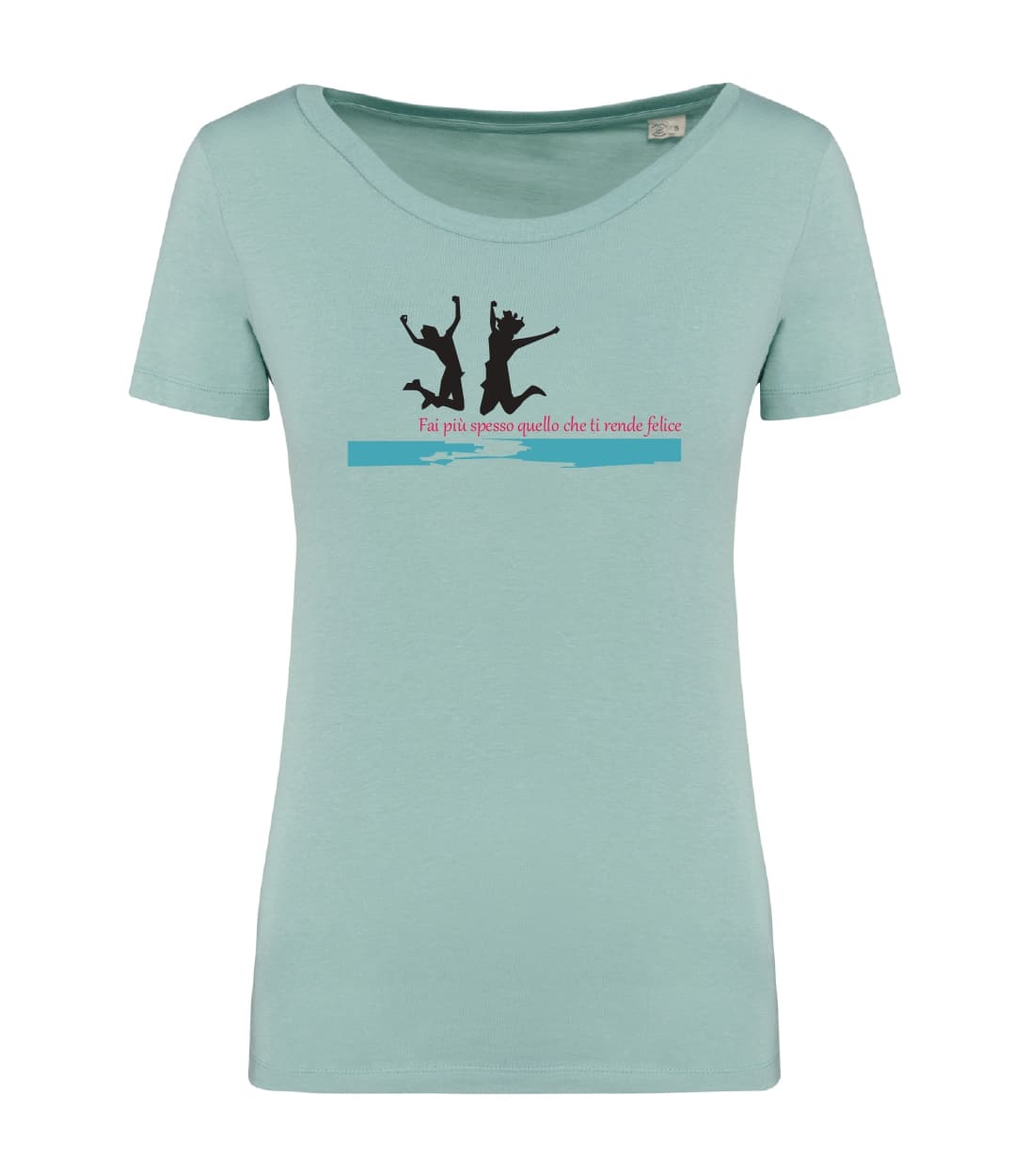 T-shirt_donna_manica_corta_verde_menta_Fai_piu_spesso_quello_che_ti_rende_felice