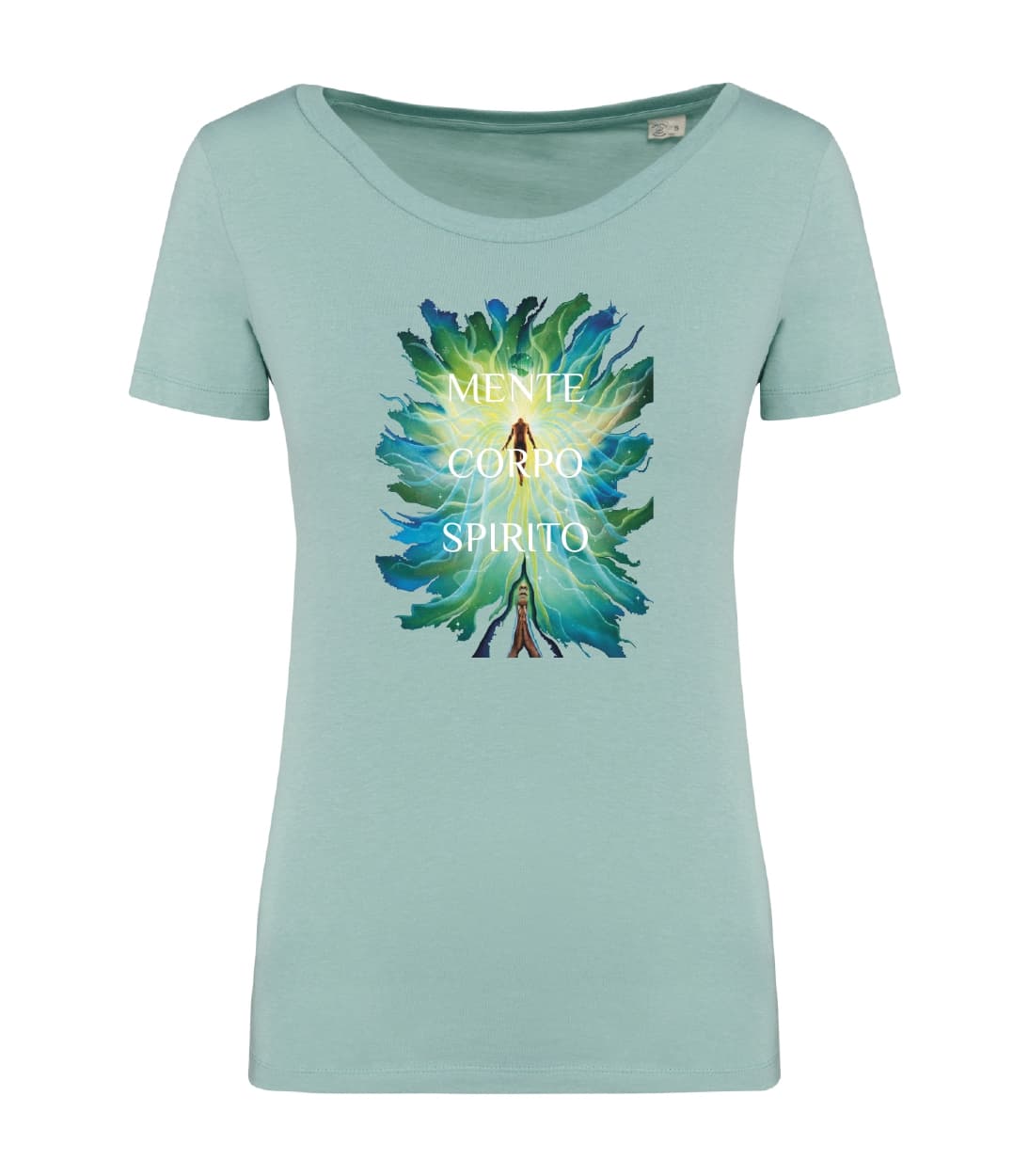 T-shirt_donna_manica_corta_verde_menta_Mente_corpo_e_spirito
