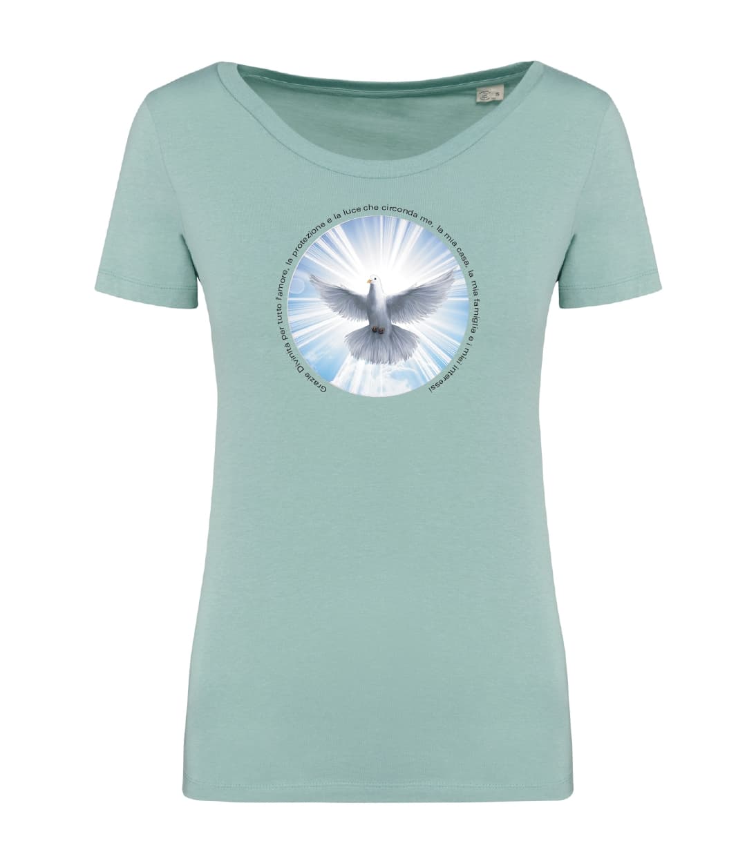 T-shirt_donna_manica_corta_verde_menta_grazie_divinita_per_