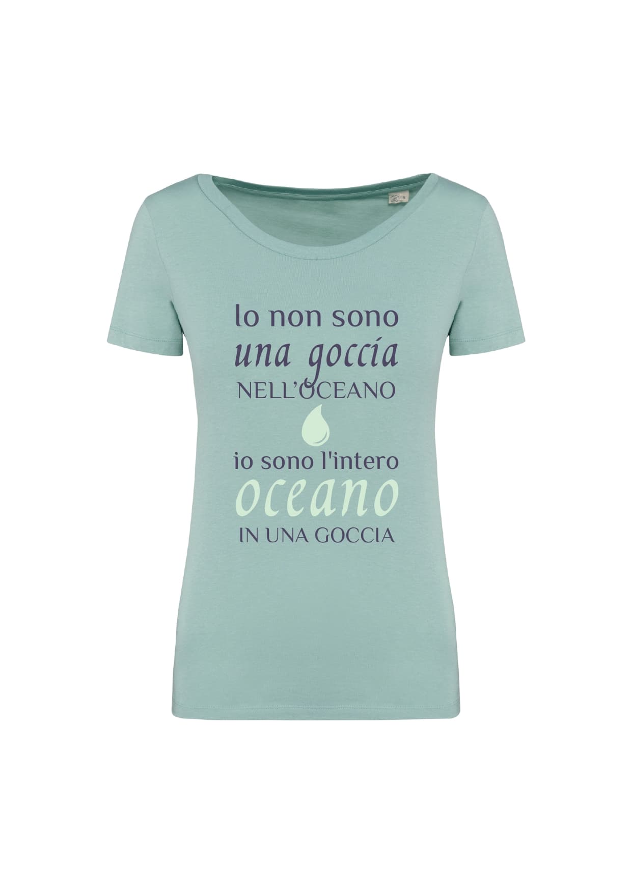 T-shirt_donna_manica_corta_verde_menta_io_non_sono_una_goccia_nelloceano_