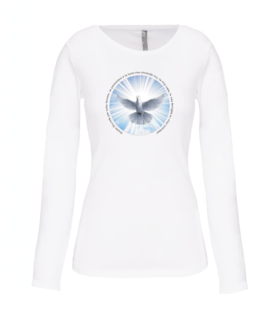 T-shirt_donna_manica_lunga_bianco_grazie_divinita_per_tutto_lamore