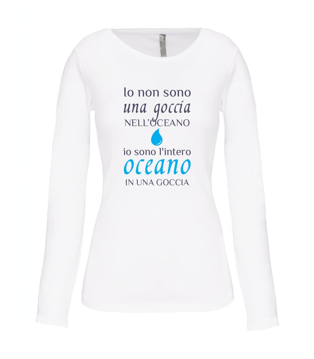 T-shirt_donna_manica_lunga_bianco_io_non_sono_una_goccia_nelloceano_