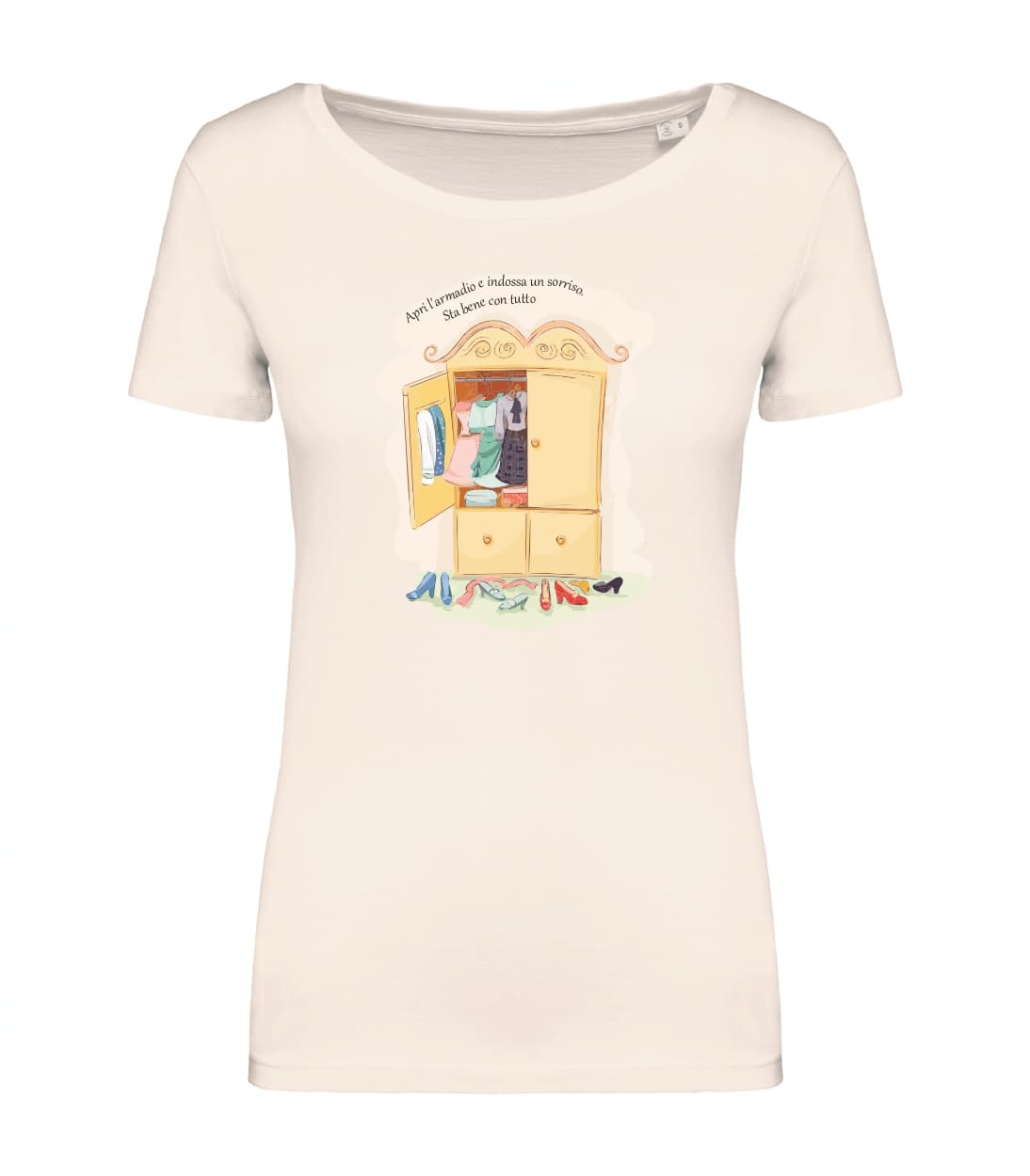 T-shirt_manica_corta_donna_avorio_Apri_larmadio_e_indossa_un_sorriso