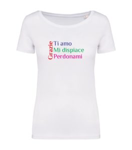 Ti amo mi dispiace perdonami in orizzontale e grazie in verticale