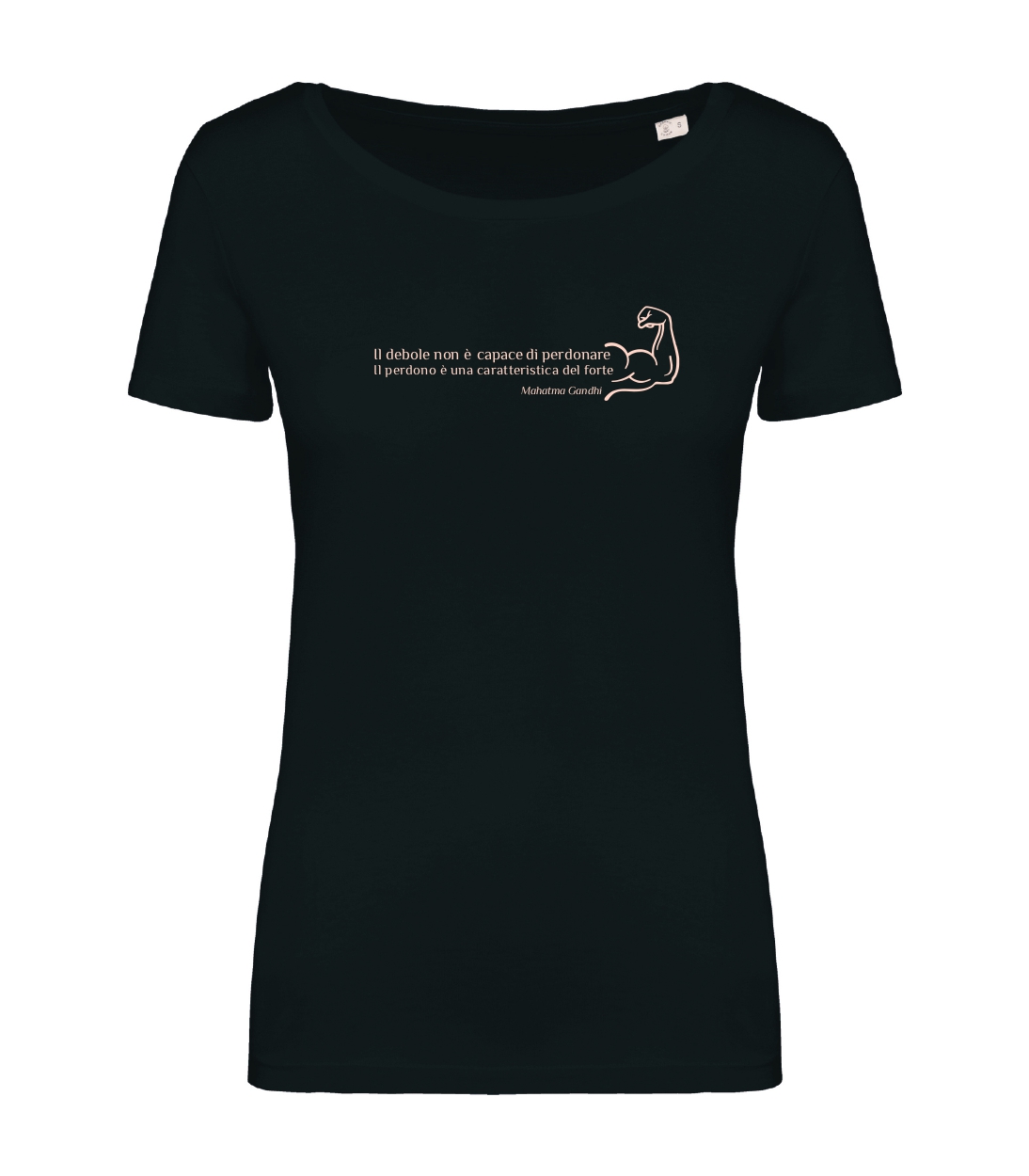 T-shirt_manica_corta_donna_nero_Il_debole_non_e_capace_di_perdonare