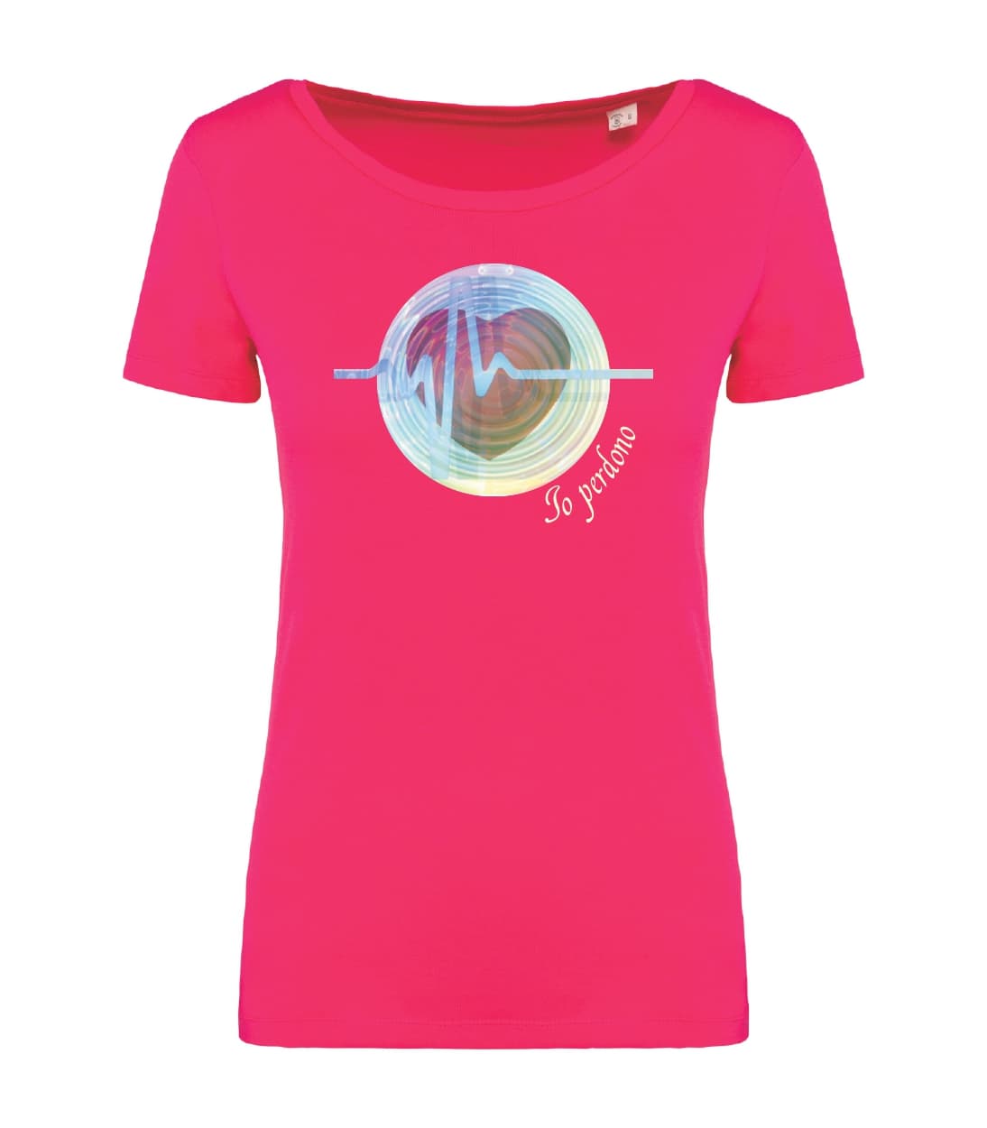 T-shirt_manica_corta_donna_rosso_ sorbetto_Io_perdono