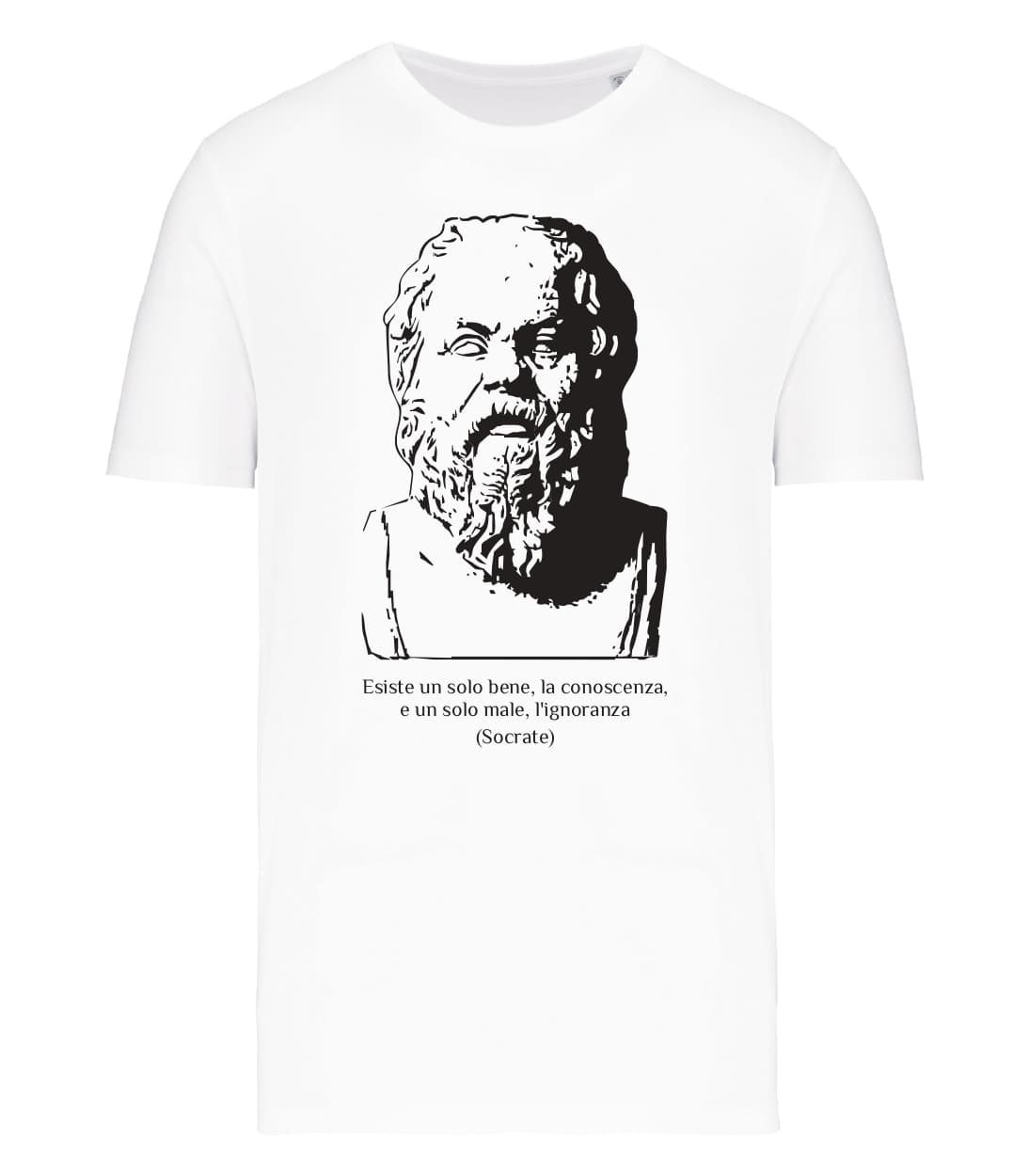 T-shirt_uomo_manica_corta_bianco_Esiste_un_solo_bene_la_conoscenza_e_un_solo_male_lignoranza