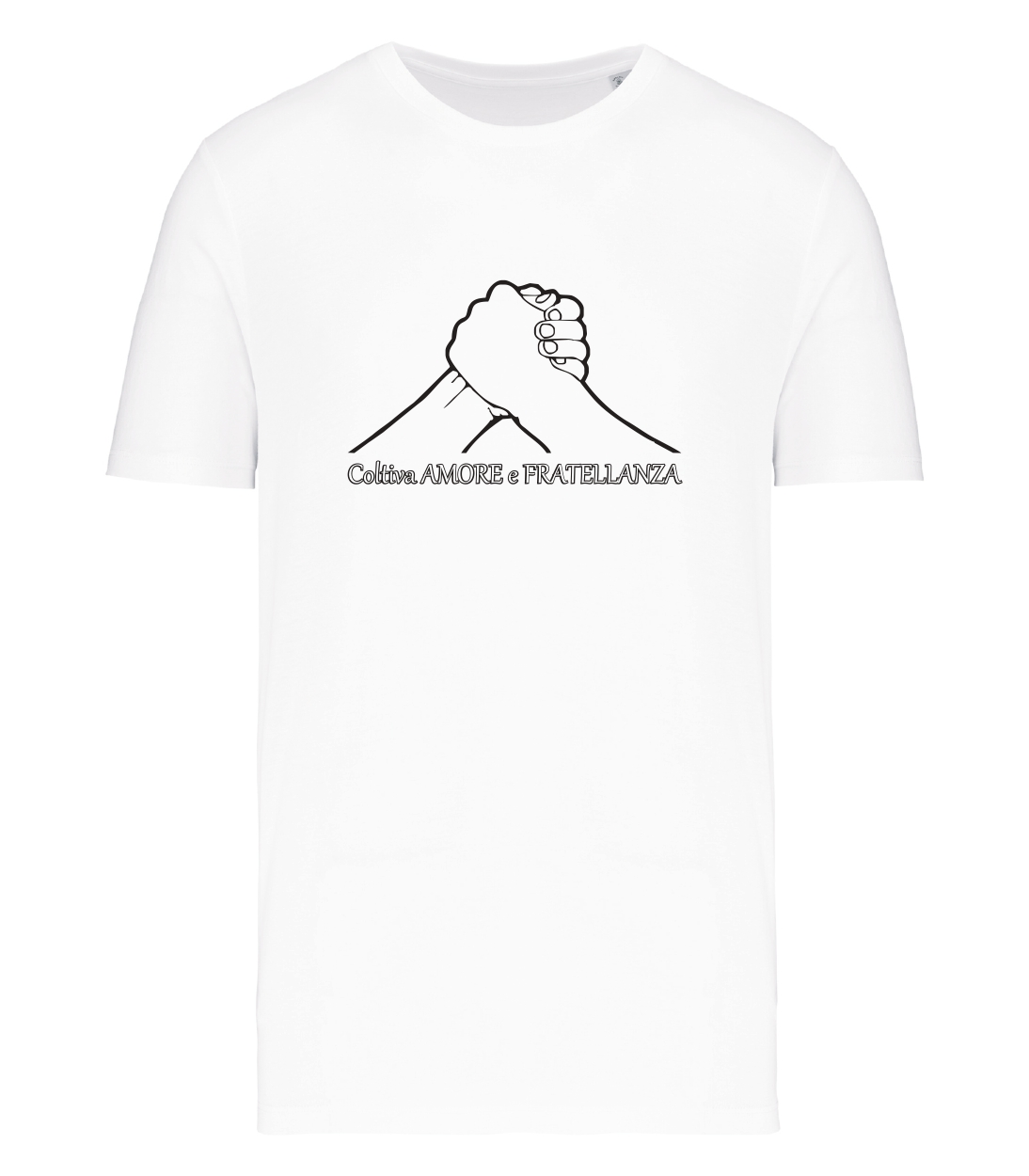 T-shirt_uomo_manica_corta_bianco_coltiva_amore_e_fratellanza