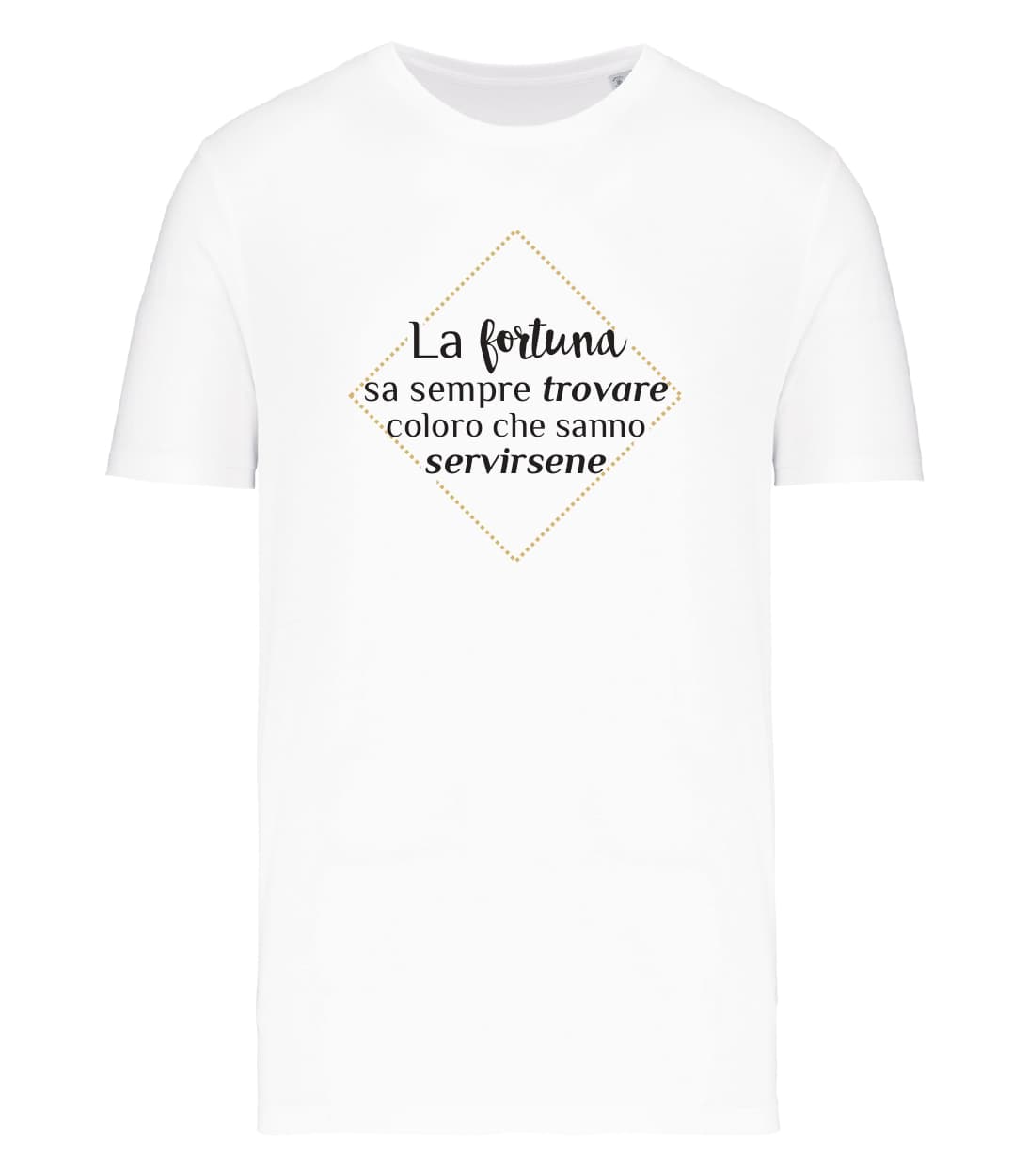 T-shirt_uomo_manica_corta_bianco_la_fortuna_sa_sempre_trovare_coloro_che_
