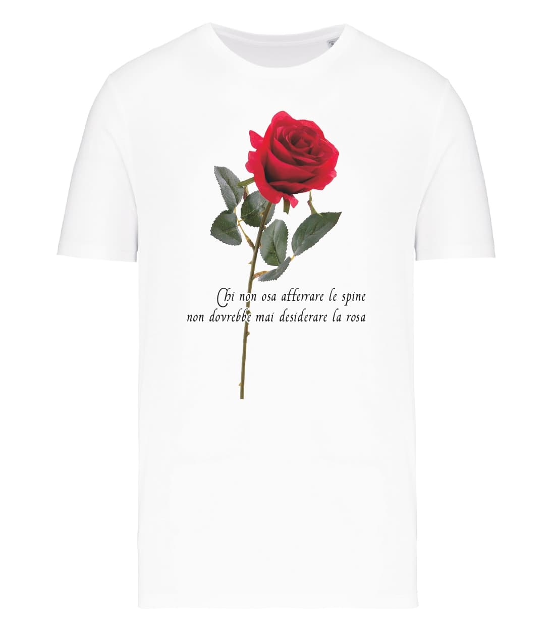 T-shirt_uomo_manica_corta_bianco_rosa_chi_non_osa_afferrare_le_spine