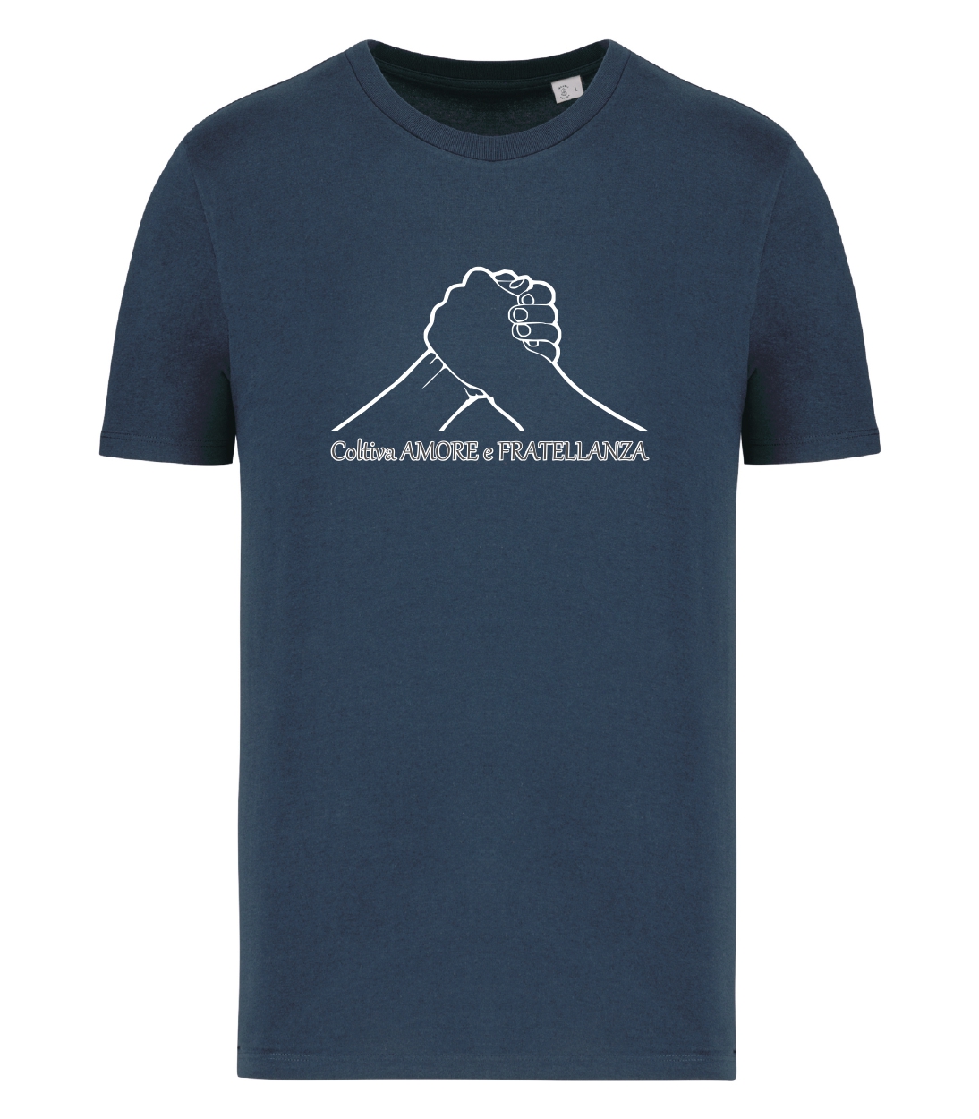T-shirt_uomo_manica_corta_blu_ navy_coltiva_amore_e_fratellanza