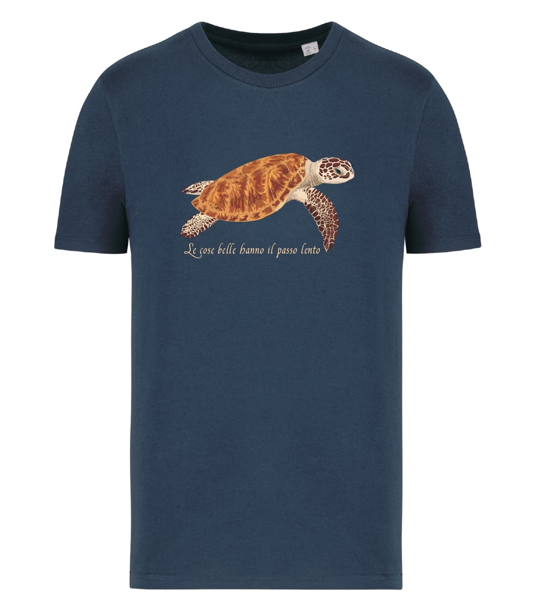 T-shirt_uomo_manica_corta_blu_navy_tartaruga_le_cose_belle_hanno_il_passo_lento