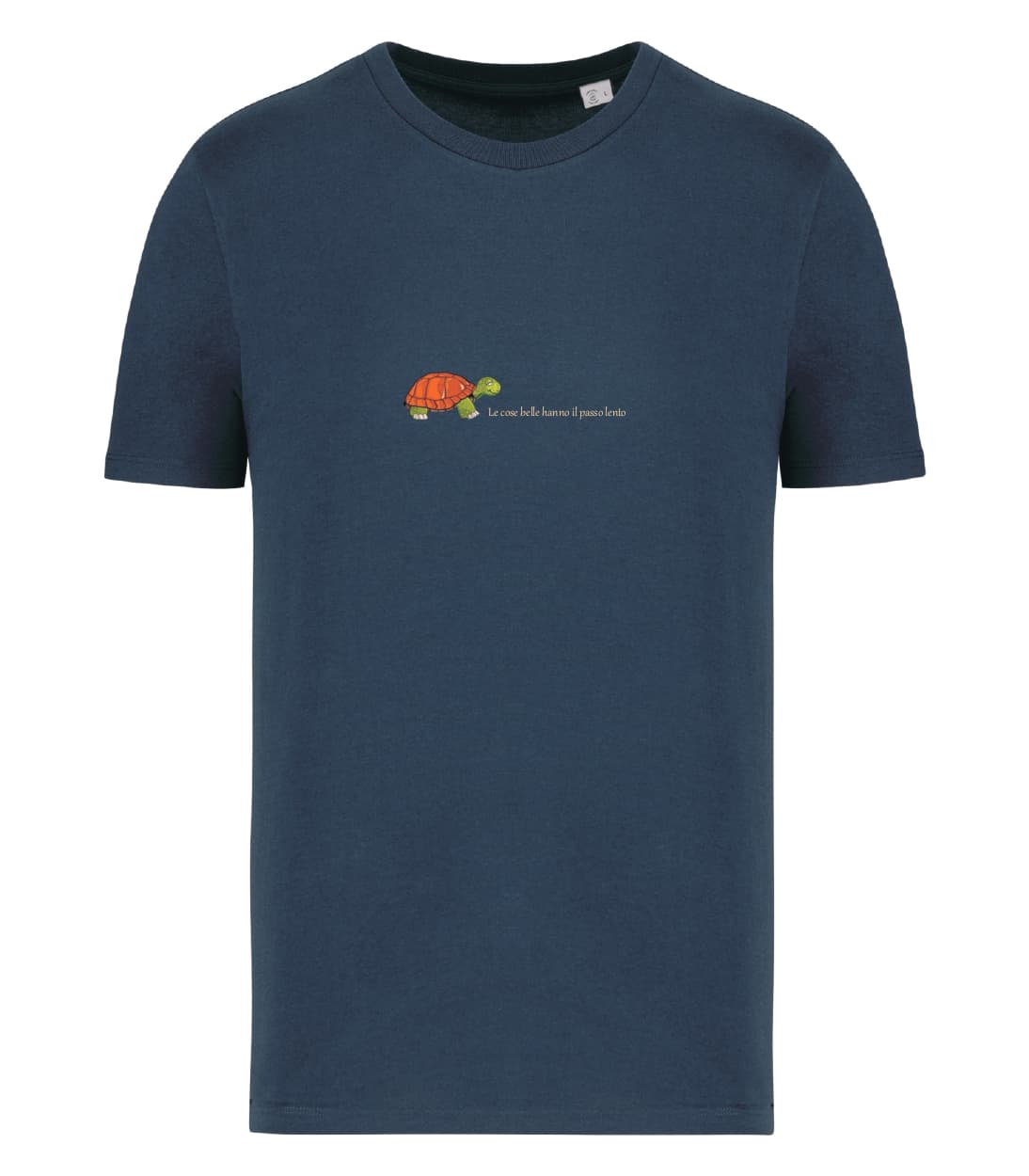 T-shirt_uomo_manica_corta_blu_navy_tartaruga_le_cose_belle_hanno_il_passo_lento_versione2