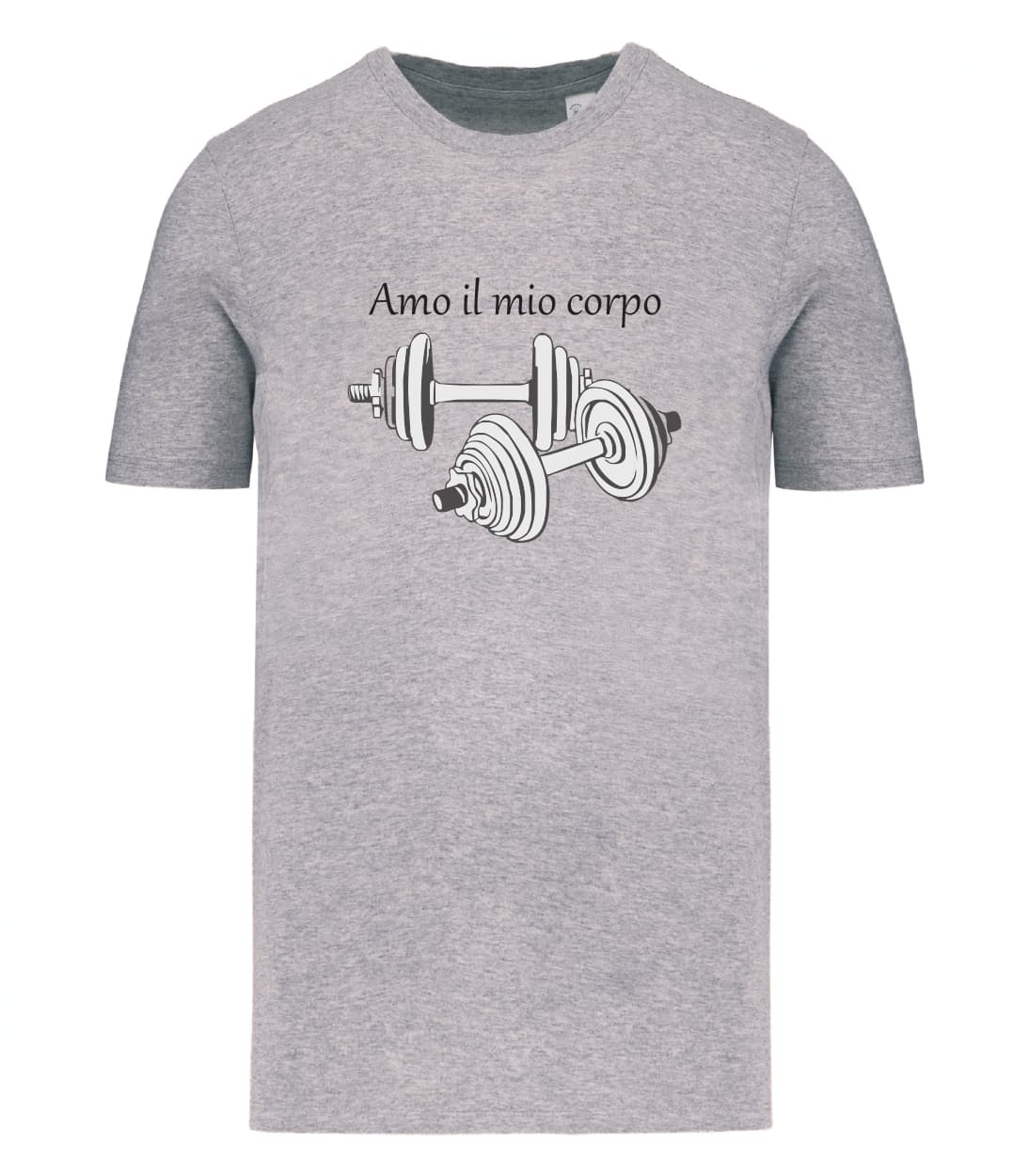 T-shirt_uomo_manica_corta_grigio_melange_Manubri_Amo_il_mio_corpo