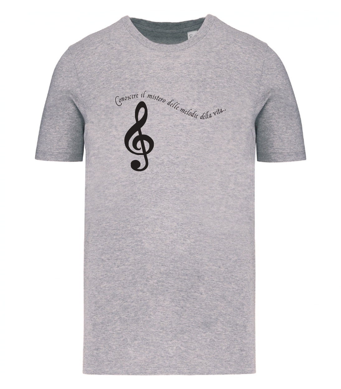 T-shirt_uomo_manica_corta_grigio_melange_conoscere_le_melodie_della_vita