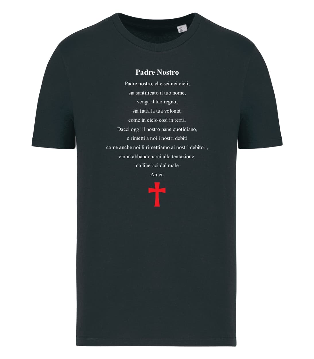 T-shirt_uomo_manica_corta_nero_ Padre_nostro_versione_italiano