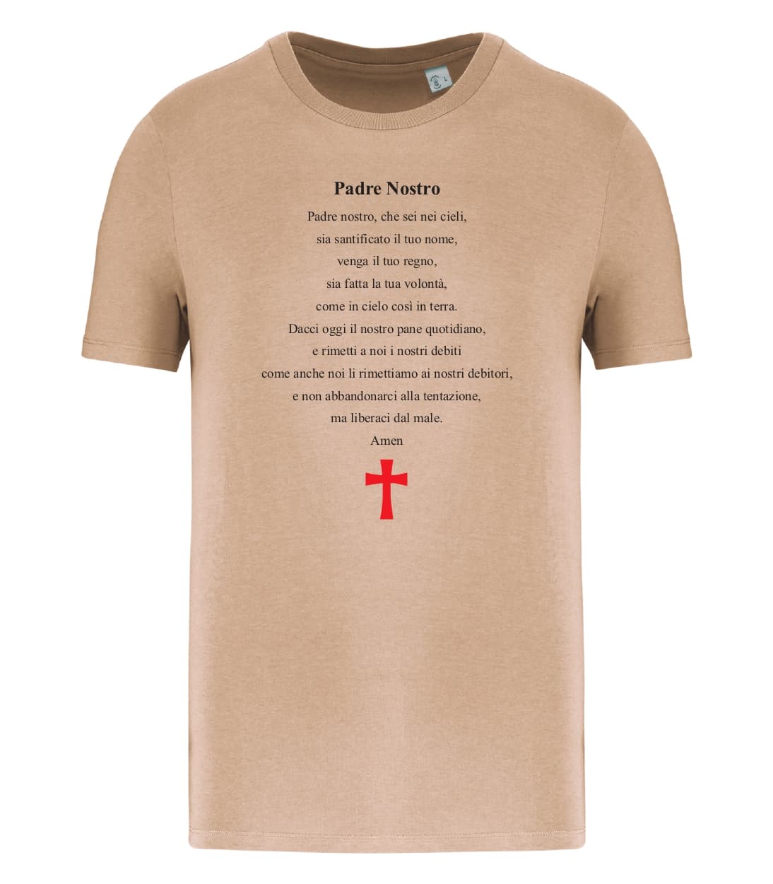 T-shirt_uomo_manica_corta_sabbia_ Padre_nostro_versione_italiano