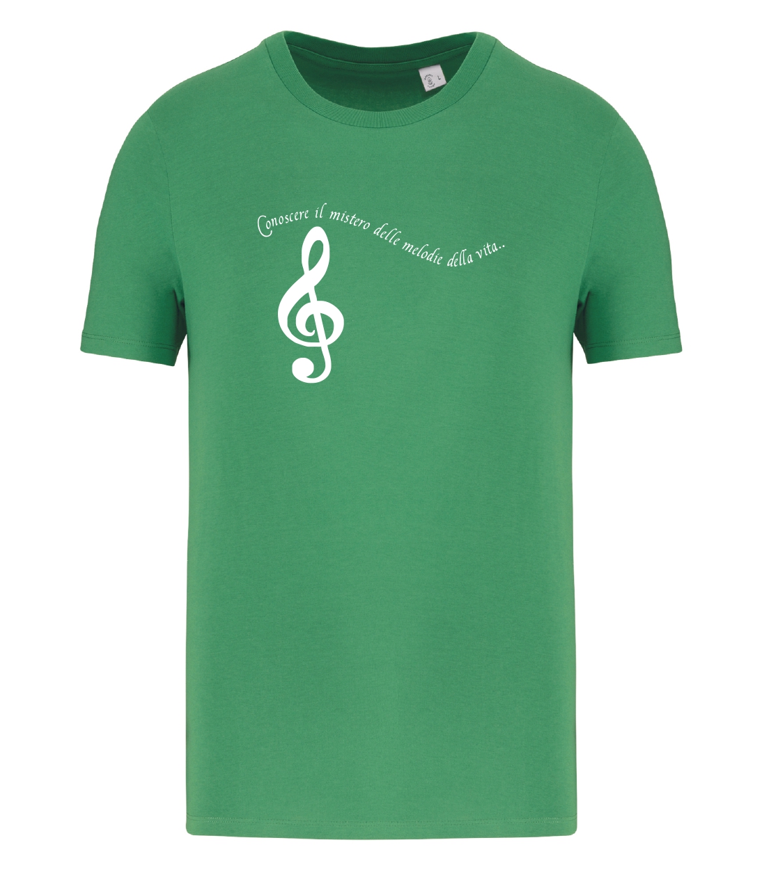 T-shirt_uomo_manica_corta_verde_conoscere_le_melodie_della_vita