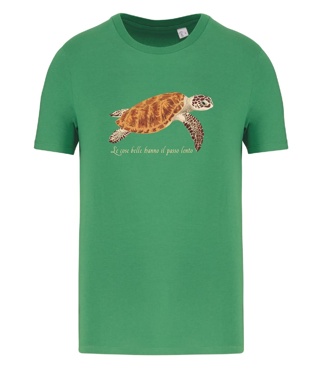 T-shirt_uomo_manica_corta_verde_tartaruga_le_cose_belle_hanno_il_passo_lento