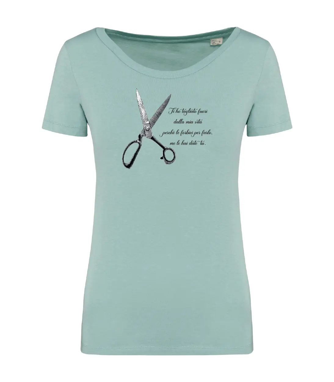 T-shirt_donna_manica_corta_verde_menta_le_forbici