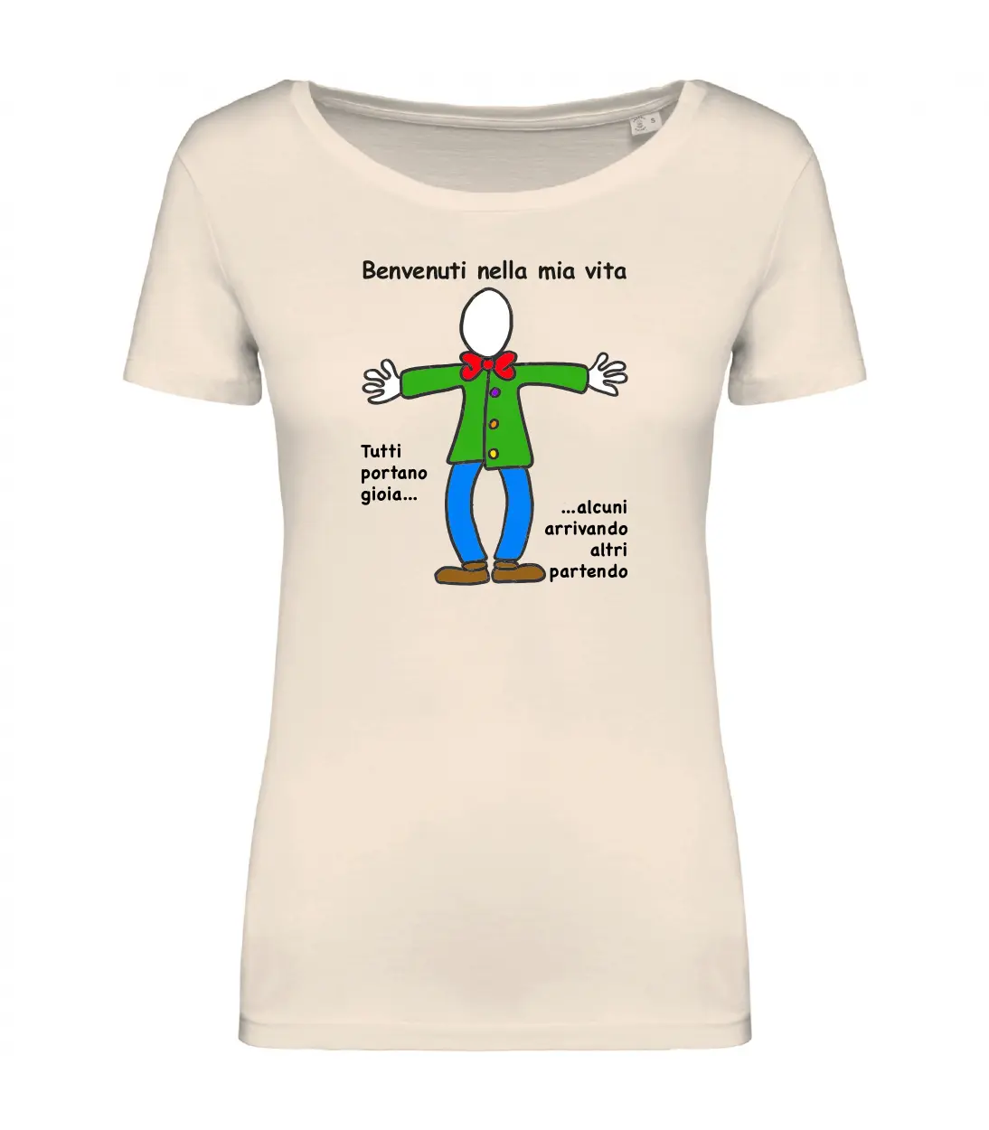 T-shirt_donna_manica_corta_avorio_Benvenuti_nella_vita