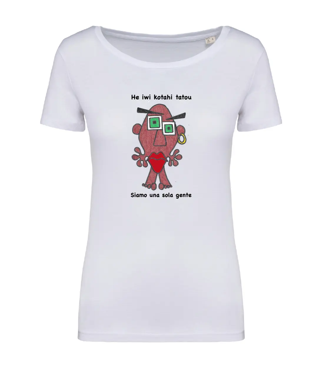 T-shirt_donna_manica_corta_bianco_Siamo_una_sola_gente