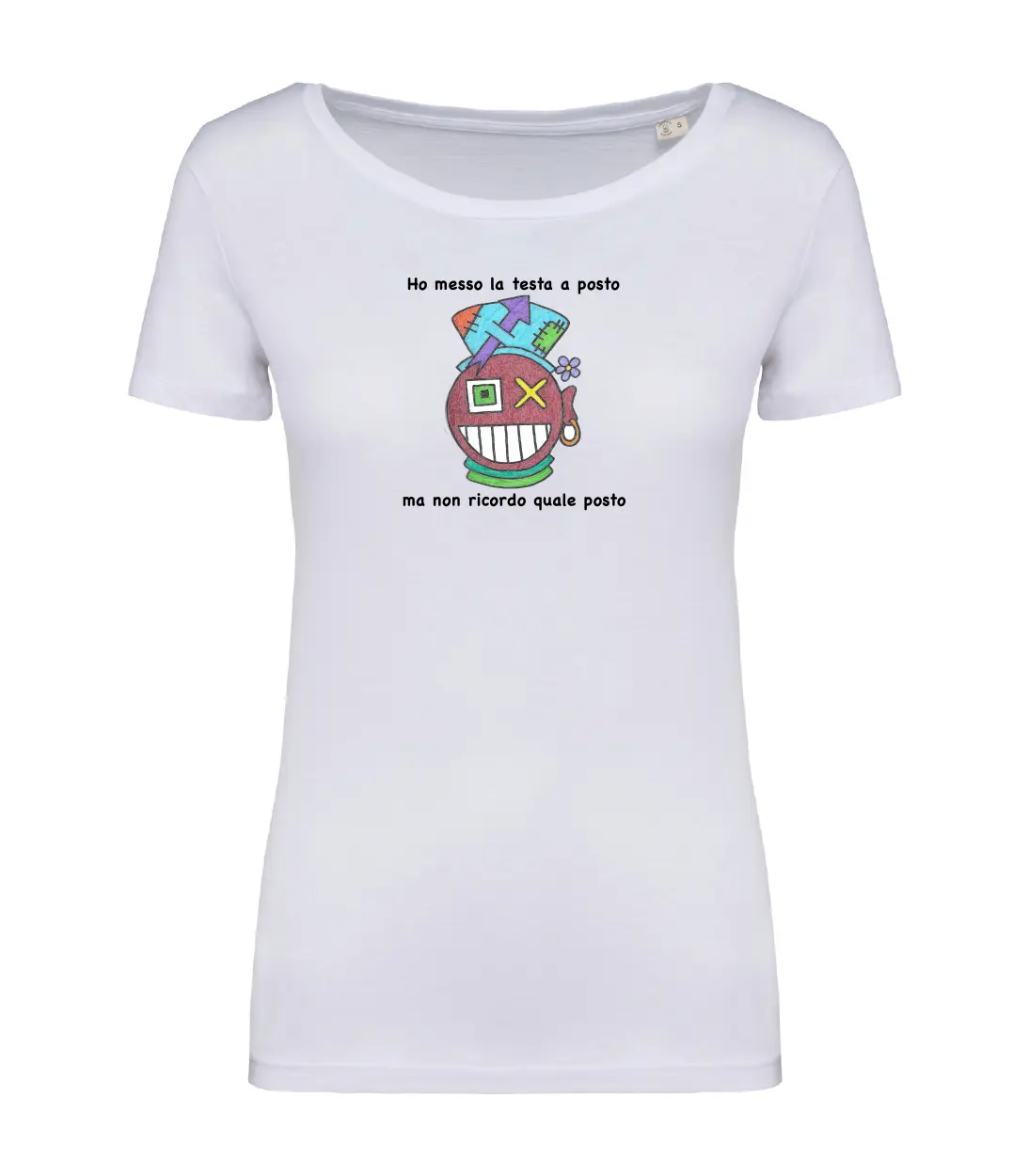 T-shirt_donna_manica_corta_bianco_ho_messo_la_testa_a_posto
