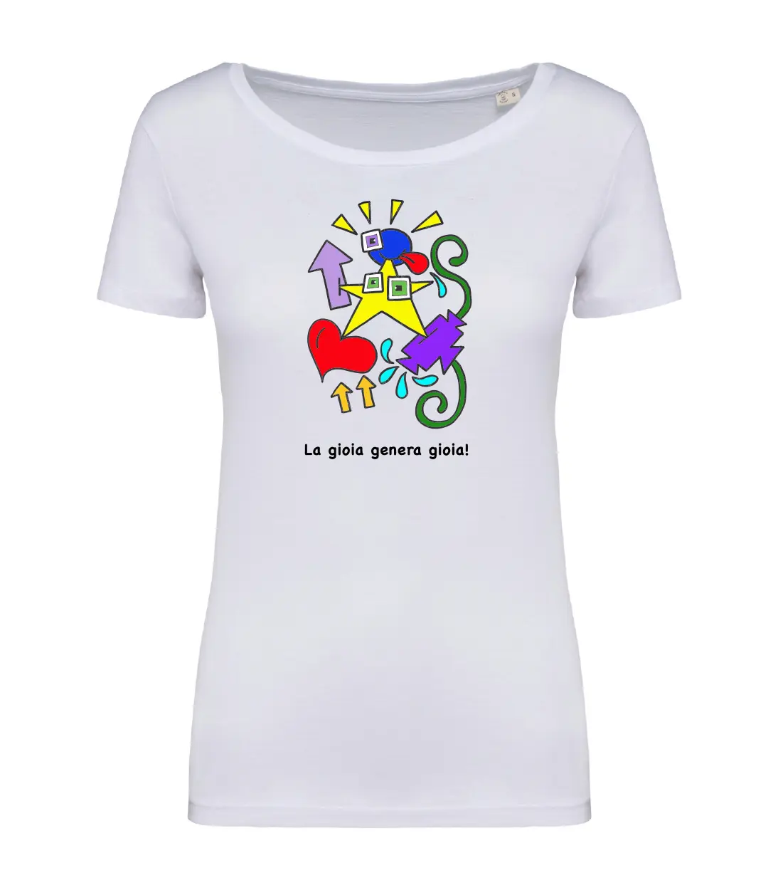 T-shirt_donna_manica_corta_bianco_la_gioia_genera_gioia
